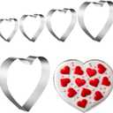 Eaasty 5 Pieces Round Cake Ring Set Biscuit Cutter Cookie Cutters Cake Mold Stainless Steel Pastry Ring for Baking Mousse Pancake Tart Muffin(Heart Shaped,5 Sizes)
