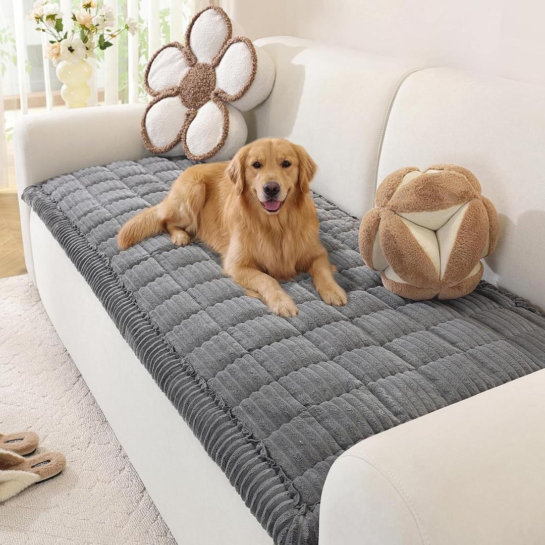 OstepDecor Washable Couch Cover for Dogs, Thick Pet Friendly Sofa Covers, Soft Couch Protector, Paw Cart Sofa Slipcovers, Cushion Protector for Leather, Sectional, Loveseat (27.6" x 82.7", Dark Grey)