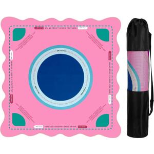 Scalloped Mahjong Mat for Table31.5 x 31.5 Inch Noise Reduction Anti-Slip Mahjong Table Mat with Black Carrying Bag for Poker, Card, Board Games Table Mat, Tile Games, Dominoes (Pink)
