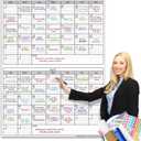 Dry Erase Two Month Laminated jumbo Wall Calendar, 38" x 50", Huge bimonthly Vertical Laminated Erasable White Board, Giant 60 day Family Whiteboard Schedule Planner, Large Multi Month Reusable Poster