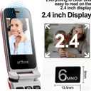 artfone G6 Flip Phone for Seniors, 4G Unlocked Basic Phone, 2.4"+1.8" Screen, SOS Button, Speed Dial, Hans-Free, Big Buttons, Bluetooth, Camera, FM Radio, Charging Dock, Voice Time, Caller-ID, Red