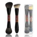 2 x Double Ended Foundation Brush & Blending Brush for Makeup, Soft, Dense Bristles for Sensitive Skin, Duo Blush Brush for Liquid, Powder, Cream, Blending,