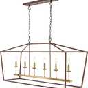 JONATHAN Y JYL7439D Pagoda 49" 6 Light Linear Classic Traditional Metal LED Pendant Farmhouse Dining Room Living Room Kitchen Foyer Bedroom Hallway, 49 in, Oil Rubbed Bronze/Brass Gold