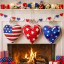 Moukeren 3 Pcs 4th of July Tree Decorations 12 Inch Large Red White Blue Decorations Patriotic Mantel Decor Fabric Heart Hanging Ornaments for Independence Day 250th Anniversary Rustic Farmhouse Style