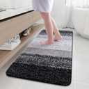 Arotive Microfiber Bathroom Rugs, Shaggy Soft and Absorbent Bath Rug, Non-Slip, Thick Plush Machine Washable Dry Bath Mats for Bathroom, Tub and Shower, 59x24, Black, Rectangular