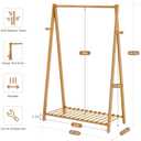 Small Clothes Hanging Racks,Bamboo Wood Kids Clothing Garment Racks for Cloths,Free Standing Dress Costume Rack for Bedroom,Living Room, Commercial,Small Space