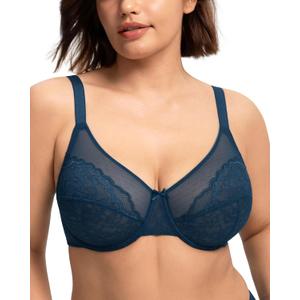 HSIA Minimizer Bras for Women Enchante Full Coverage Underwire Bras Plus Size Lifting Floral Lace Bra for Heavy Breast (Black) 36DD