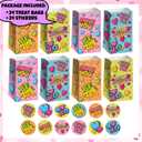 ArtCreativity 24 Valentines Day Bags with 24 Stickers, Valentine Treat, Candy Bag, Goodie Bags for Birthday Party, Wedding, Baby Shower & Party Favors, Cute Cardboard Boxes with Handles