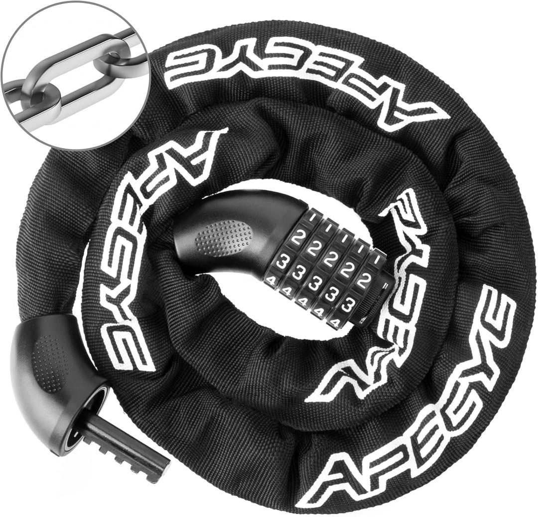 Heavy Duty Bike Chain Lock  5 Digit Combination Anti-Theft Bicycle Lock, 3FT/4FT/5FT Hardened Steel Square Links for E-Bike, Motorcycle, Scooter, Gate
