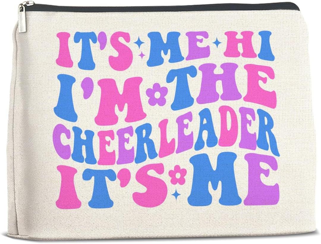 UPNEGE Cheerleader Gifts Makeup Bag Cheerleading Team Gifts for Women Cheerleader Cosmetic Bag It's Me Hi I'm the Cheerleader Zipper Makeup Pouch Gift