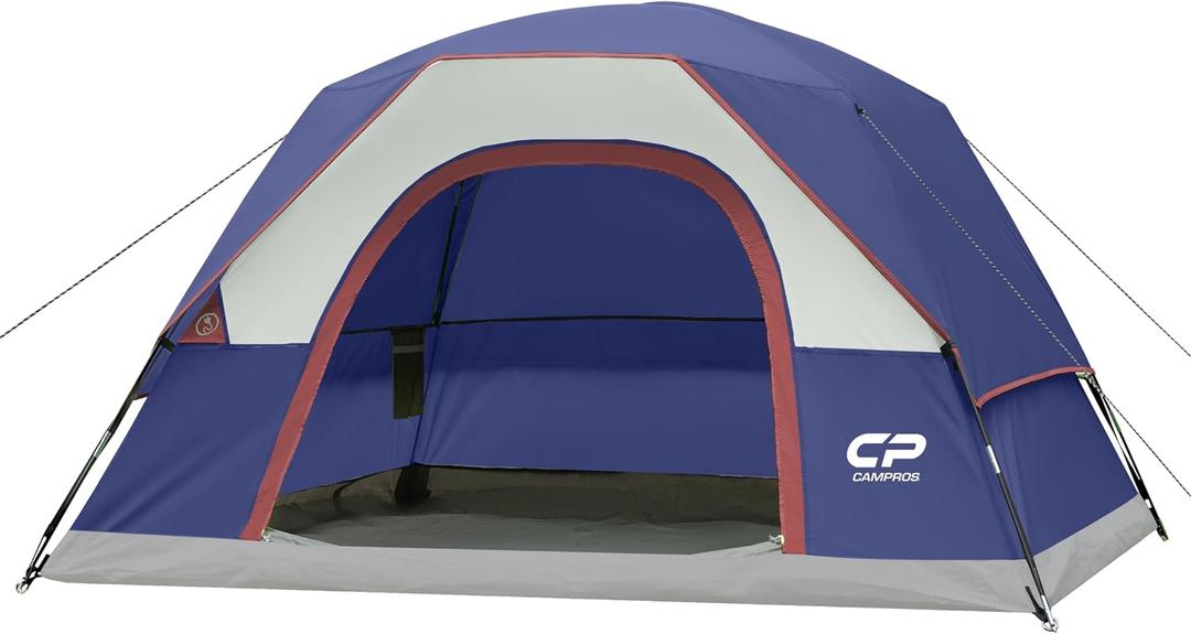 CAMPROS CP Camping Tent 2-4 Person, Waterproof Windproof Double Layer Dome Tent, Easy Setup with Large Mesh Windows & Wide Door for Outdoor Camping Backyard