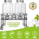 1 Gallon Glass Drink Dispensers For Parties 2PACK.Beverage Dispenser,Glass Drink Dispenser With Stand And Stainless Steel Spigot 100% Leakproof.Lemonade Dispenser With Ice Cylinder, Laundry Detergent