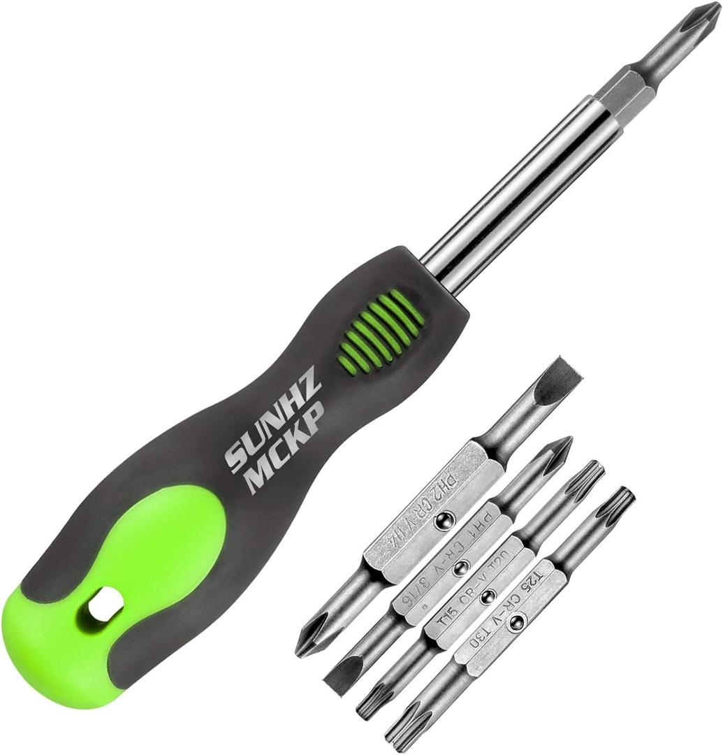 SUNHZMCKP 8 in 1 Screwdriver, Portable multi-purpose screwdriver setHigh-Strength Bits, Phillips, Slotted, TorxSuitable for outdoor and daily repair tools,Practical hand tools