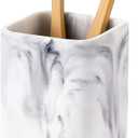 ZCCZ Toothbrush Holder for Bathrooms, White Marble Look Toothpaste and Makeup Holder, Brushes and Razors Holder, Vanity Bathroom Countertop Organizer, Toothbrush Cup (3. White Marble)