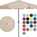 JEAREY 9 FT Patio Umbrella Outdoor, Table Umbrellas Market Umbrella w/Push Button Tilt/Crank, 8 Sturdy Ribs(Beige)