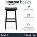 Amazon Basics Solid Wood Saddle-Seat Counter Height Bar Stools for Kitchen Island and Home Bar with Footrest, 29-Inch Height, Black, Set of 2