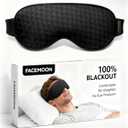 Blackout Sleep Mask: Weighted Eye Mask for Men Women - 3D Contoured Zero Pressure and Eyelash Free - Airplane Travel Nap Night Sleeping Blindfold - Adjustable Ear-Friendly Breathable Comfortable Black
