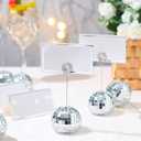Maitys 120 Pcs Disco Ball Table Number Holders Disco Bachelorette Party Decor Silver Place Card with Swirl Wire Name Cards Photo Stand Clips Picture Holder for Wedding Party Favor (2 Inch)