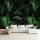 WFBHUA-Green Banana Leaf Wallpaper Mural Tropical Jungle Botanical Leaves Wallpaper for Living Room Bedroom (Not Peel and Stick) 106" x 70"