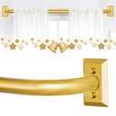 TVWOO Gold Wrap Around Curtain Rods 48 to 90 Inch:Blackout Adjustable Window Curtain Rod,Room Darkening Heavy Duty Curved French Metal Single Drapery Rods for Bedroom Kitchen Easy Install,Brass Gold