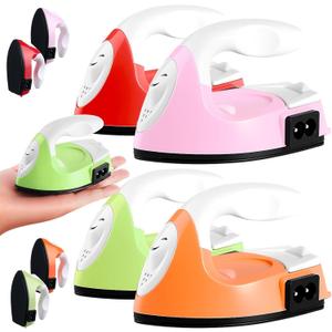 Zhehao 4 Pcs Mini Craft Iron Small Heat Press 3.39 x 2.36 x 2.56 Portable Heat Transfer Machine with Charging Base Accessories DIY Clothe Bead Patch Bag Hat Vinyl(Light Pink, Red, Green, Orange)