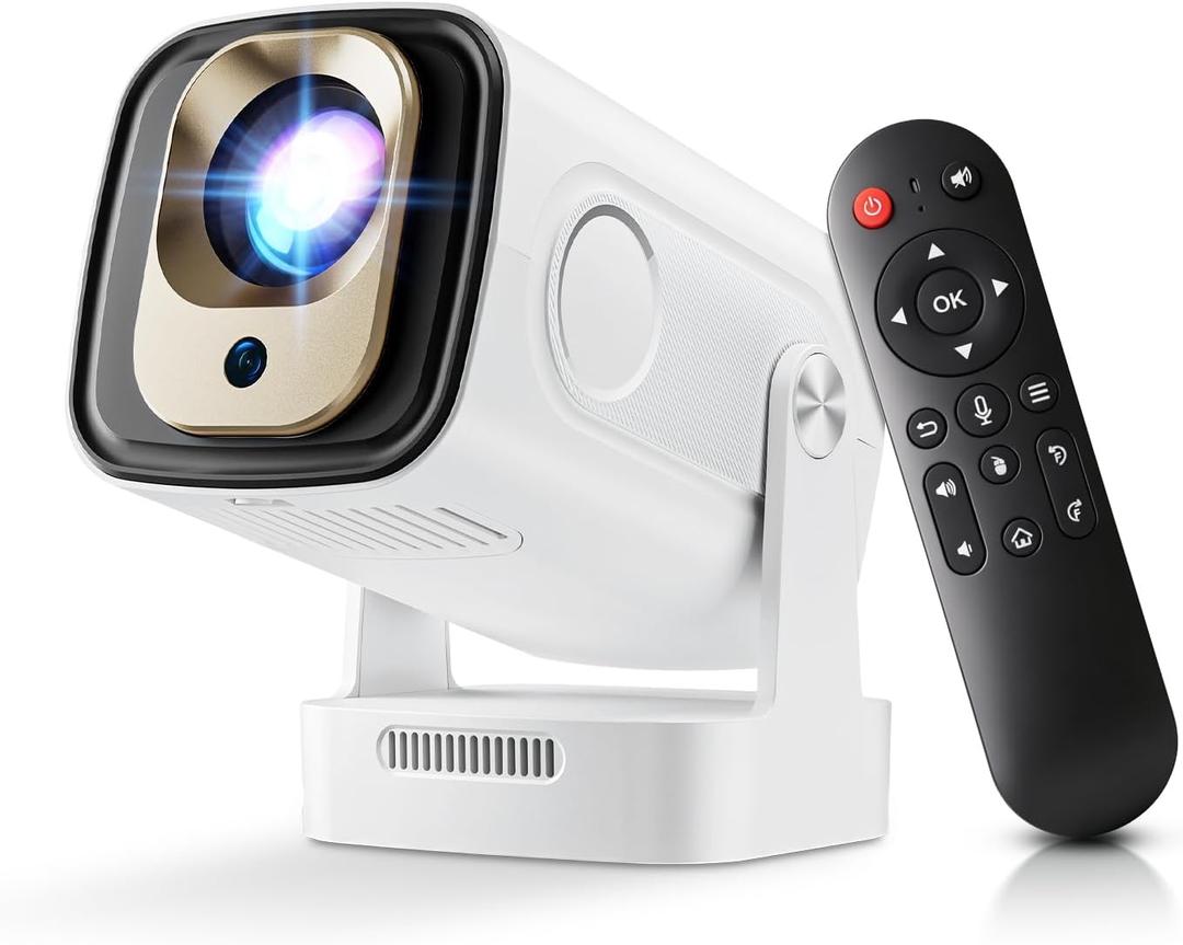 [ Auto Focus & Keystone / 1080P Native ] Mini Projector with Wifi and Bluetooth 5.4, Portable Projector for Outdoor Movies/Bedroom, Built in Apps, Smart Proyector 4K Support (2026 Upgrade, White)