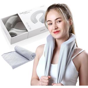 samply Ice-Filled Neck Cooler with Cooling Towel, Silent Non-Gel Ice Pack for Muscle Soreness,Cervical Pain Support, Cold Compress Therapy for Sports, Travel, Ideal for Hot Weather, Light Gray