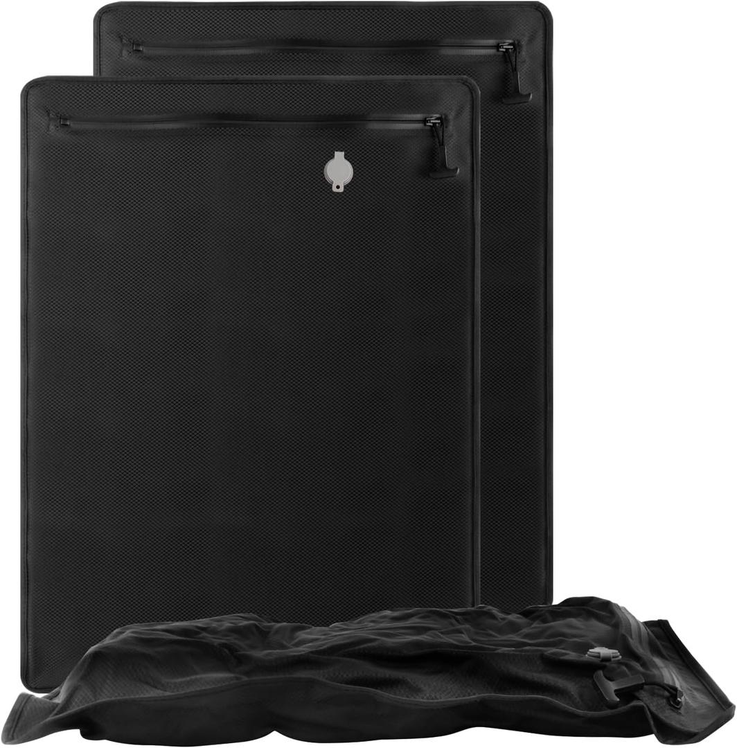 2PC Professional Vacuum Bags for Travel, Dobaly IP67 Reusable Vacuum Compression Bags for Suitcases and Backpack Space Saver Vacuum Bags Lightweight&Durable(2 Large No Pump, Black)