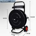 Heavy Duty Strapping Cart, Strapping Dispenser for Poly/Plastic Steel/Fibre Strapping, Moveable Strapping Dispenser Deluxe Banding Cart with Built-in Tray, Black