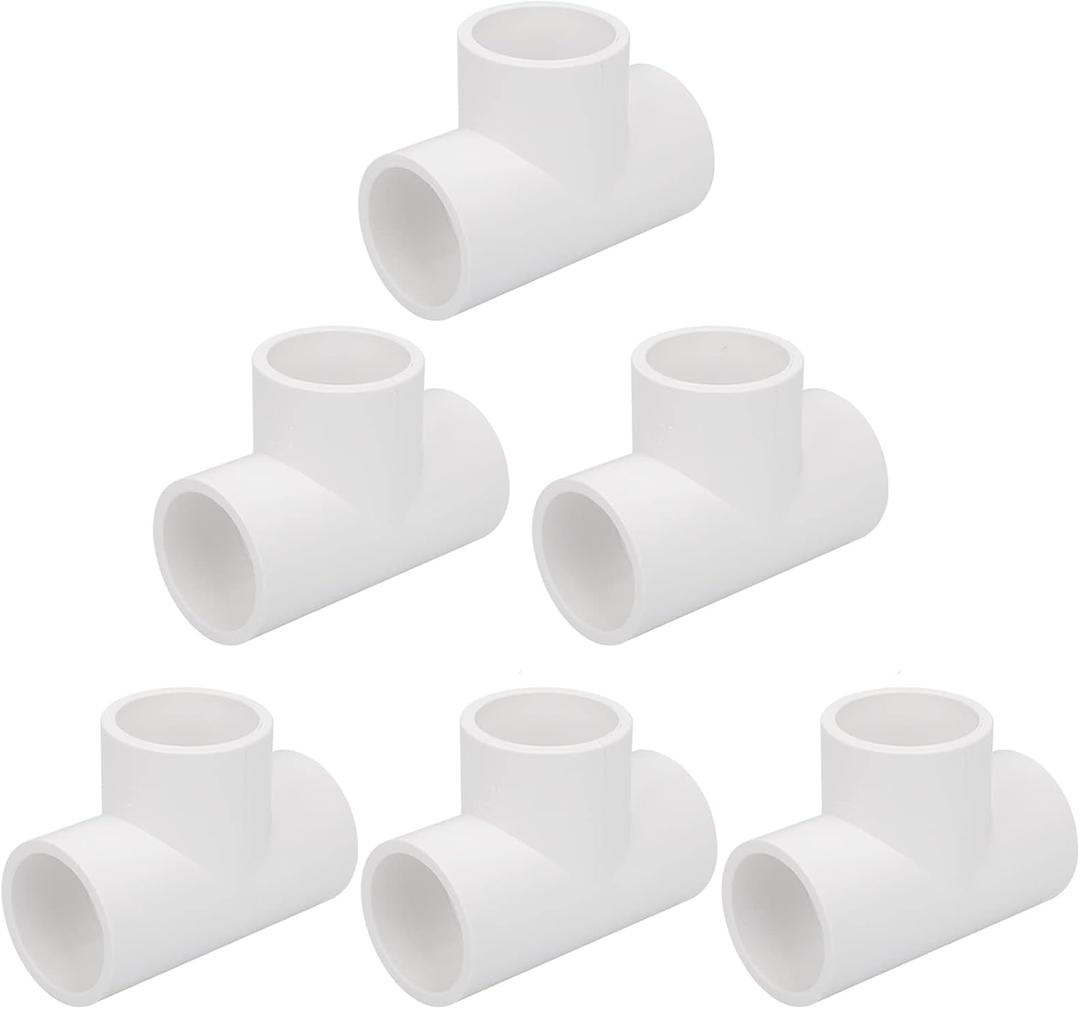6Pack 3 Way 1 Inch Tee PVC Pipe Fittings Connector SCH40 Furniture Build Grade PVC Corner Fittings Elbow Fittings for DIY PVC Shelf Garden Support Structure Tent Connection