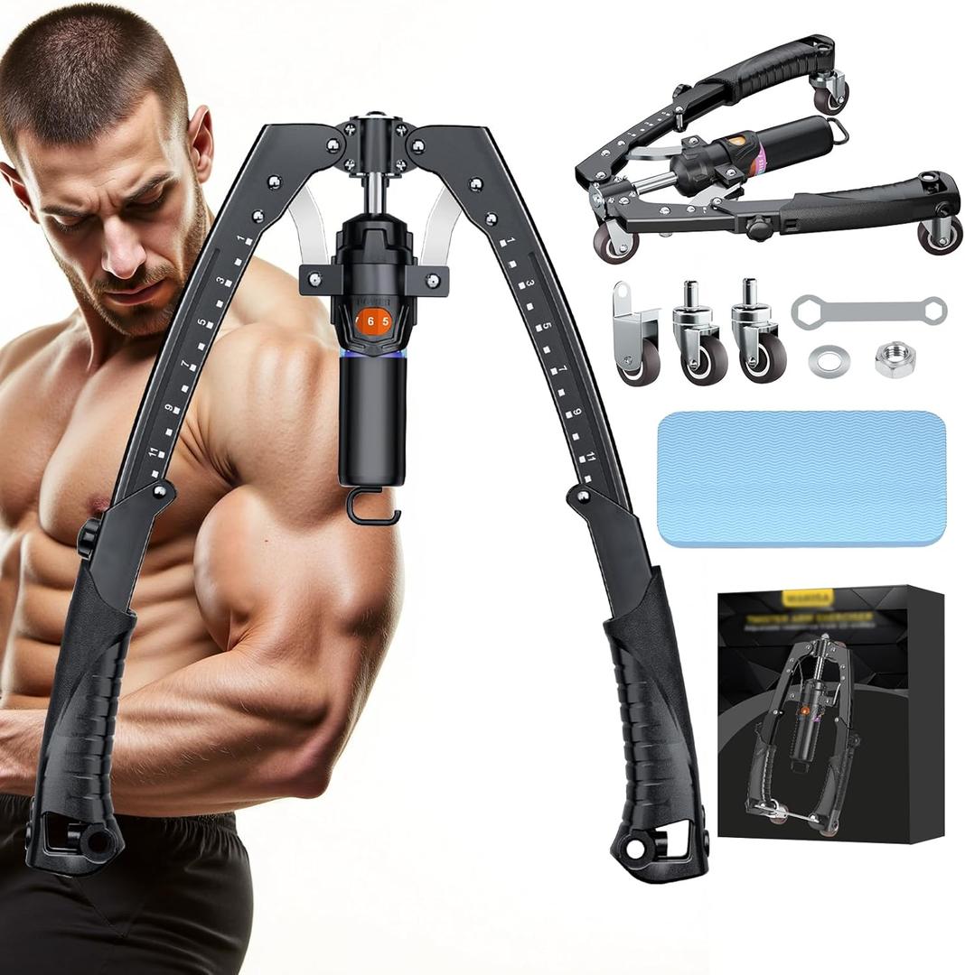 Twister Arm Trainer, 3 in 1 Hydraulic Power Chest Workout Equipment with Ab Roller Wheels and Hooks, Adjustable 22-440lbs Arm Trainer for Men Women, Home Gym Equipment for Full Body Strength Training (Black)