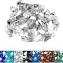 Mr. Fireglass 10 Pounds Fire Glass - 1/2 Inch High Luster Reflective Tempered Glass Rocks for Fireplace Fire Pit Table and Landscaping, Platinum