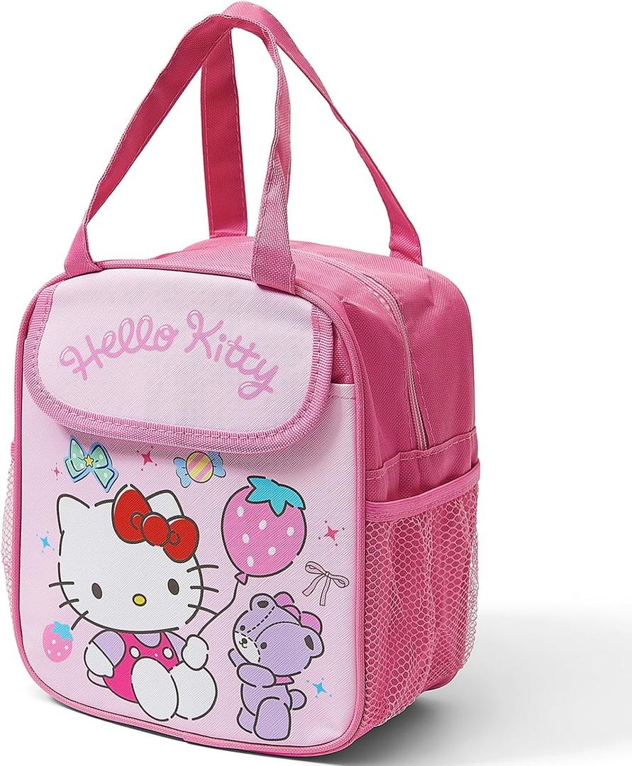 Cartoon Insulated Lunch Bags,Reusable Insulated Lunch Box, Leakproof Lunch Tote Bag, Easy To Clean Picnic Box Bento Bag, for Women Men Office Hiking Outdoor (Red)