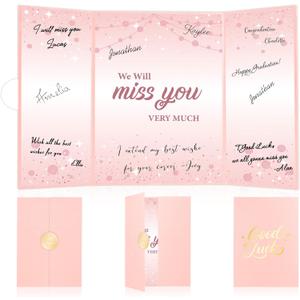 Farewell Guest Book Alternative, Retirement Going Away Party Decorations Farewell Gifts for Coworkers Friends, We Will Miss You Card Signature Board, Graduation Goodbye Gift for Women Man, Rose Gold