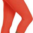 Kotii Women's Soft Capri Leggings 3/4 Cropped Leggings High Waisted Capris Tights (Orange, 12)