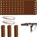 20 Pcs Leather Walking Stick Grip Kit, Leather Handlebar Grips Cover, Motorcycle Grip Covers Wraps for Motorbikes, Bicycles and Canes with 20 Pcs Strap 4.61 x 4.37 Inch