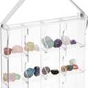 ELLDOO Adjustable Rock Display Case with PU Handle, 12 Compartments Clear Acrylic Collection Box Shadow Box, Showcase Shelves with Lid for Mineral Crystal Stones Seashell Jewelry Art Craft Supplies