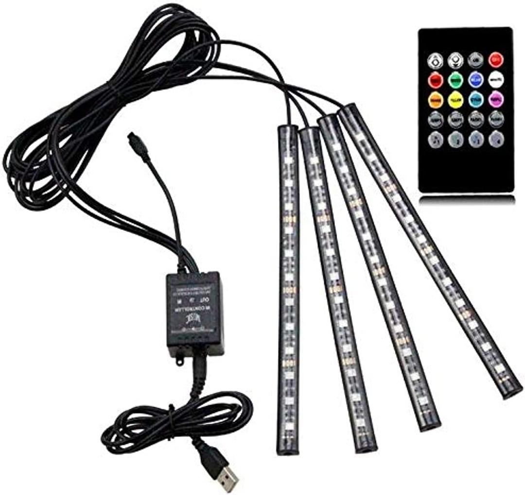 Generic 12 SMD 5V LED RGB Decorative Car Light , Car Port Ambient Light Car Styling Music 7 Colourful Control Interior Atmosphere Lamp with remote control