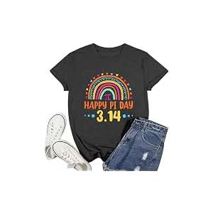 Pi Day Shirt Women Happy Pi Day 3.14 Shirts Math Teacher T-Shirt Pi Symbol Math Lover Tshirt Funny Mathematic Tee Top, S, Grey