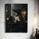 FWLBUGRA Witch lipstick print gothic bathroom wall art black cat dresser poster moody witch decor dark feminine canvas12x18in-Frameless