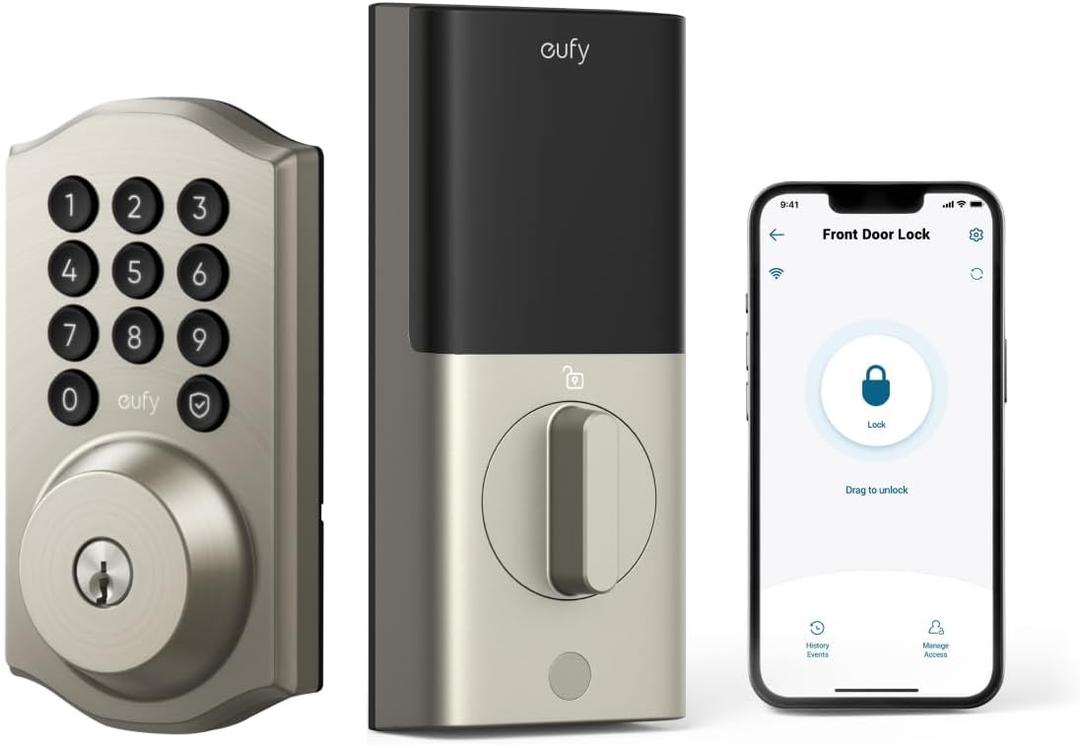 eufy Security Smart Lock C30, Keyless Entry, Built-in WiFi Deadbolt for Front Door, No Bridge Required, Easy Installation, App Remote Control, Auto Lock, Traditional (Nickel)