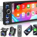 6.8" Single Din Car Stereo with Wireless Apple CarPlay Android Auto, Car Radio with 1280 * 600 IPS Touchscreen,Bluetooth 5.2, FM Radio,Dual USB Ports,Type-C Quick Charge, Backup Camera, EQ Subwoofer