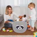 Raccoon Large Blanket Woven Basket for Nursery,Rope Cotton Storage Gift Basket,Baby Oval Bear Laundry 0rganizer with Ears Handles, Cute Animal Baskets Clothes Decor Storage Bins,13" D12" H (Grey02)