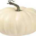Artificial Pumpkin Cream White Realistic Foam Pumpkin Fall Decor Fake Fruit Vegetable for Harvest Thanksgiving Party Christmas Decoration,(Size:10.2W x5.5H)