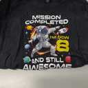 8Th Birthday Astronaut 8 Years Old Outer Space Birthday T-Shirt (Black, S)