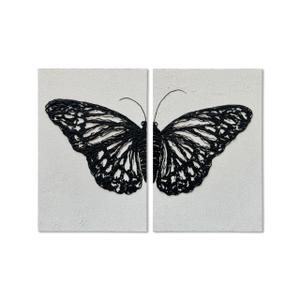 NANKAI Art Hand-Painted Black Butterfly Texture Art Wall Decoration 36x24-inch x2 Contemporary Art Oil Painting Home Living Room Corridor Wall Art