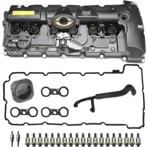 MITZONE N52 Engine Valve Cover Kit with Oil Cap & PCV Hose Compatible with BMW E82 128i, E9X 323i 328i, E60 528i, E70 X5 3.0si, E83 X3, E85 Z4, E89 Z4, F10 528i N52/ N51 SULEV