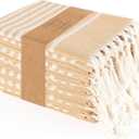 TWINY threads Set of 6 100% Cotton Turkish Kitchen Towels with Hanging Loop & Tassels (18" X 28") | Ultra Washcloth with Fringes | Reusable Hand Towels - Mustard Yellow