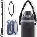Bigwaves Bottle Silicone Handle Strap, Compatible Owala Freesip Water Bottle - Fits 16oz to 40oz, Water Bottle Carrier Grip Accessories for Running Bike, Gym Or Jogging (with Handle, Black)