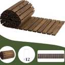 12FT Wooden Garden Pathway, Outdoor Roll Out Decorative Garden Walkway, Weather-Resistant Non-Slip Hardwood Pathway for Backyard, Beach, Wedding Party Paths